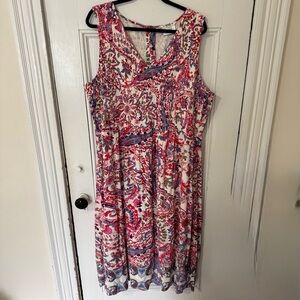FatFace Aria Bright Pink Paisley Sleeveless Midi Dress